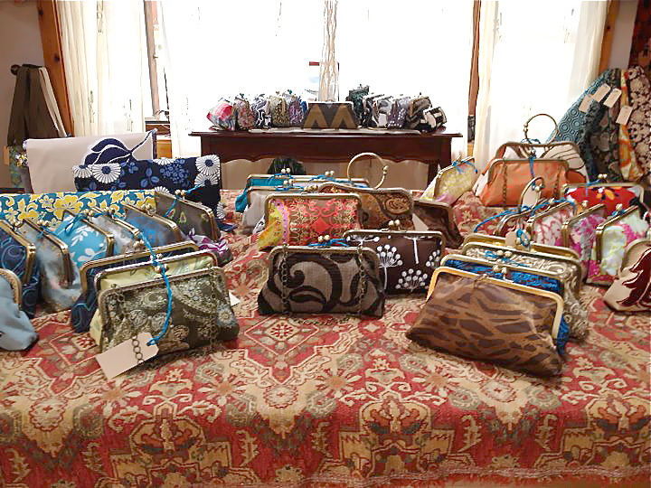 Susan's sumptuous table of clutches.  Look at all the variety of colors and textures!